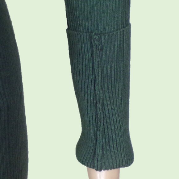 ROCOROSE size M forest-green knit bodycon long-sleeve turtleneck midi dress - Picture 10 of 13